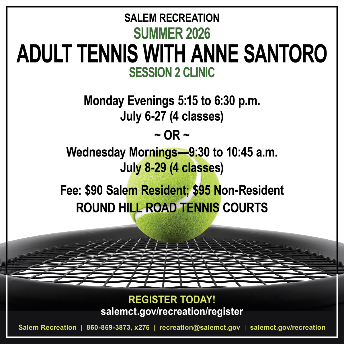 Adult Tennis with Anne Santoro Summer Clinics