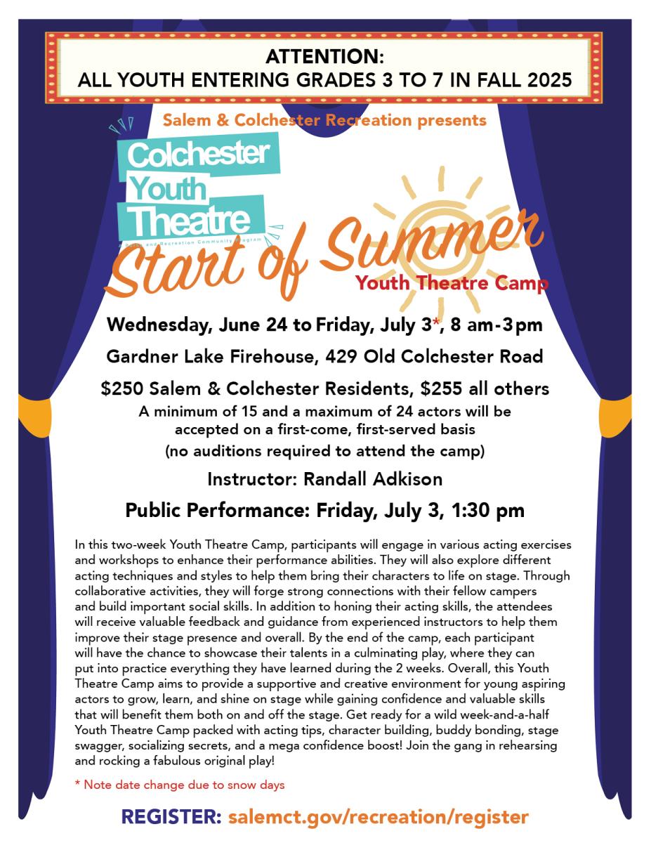 Summer 2026 Colchester Youth Theatre Group Camp