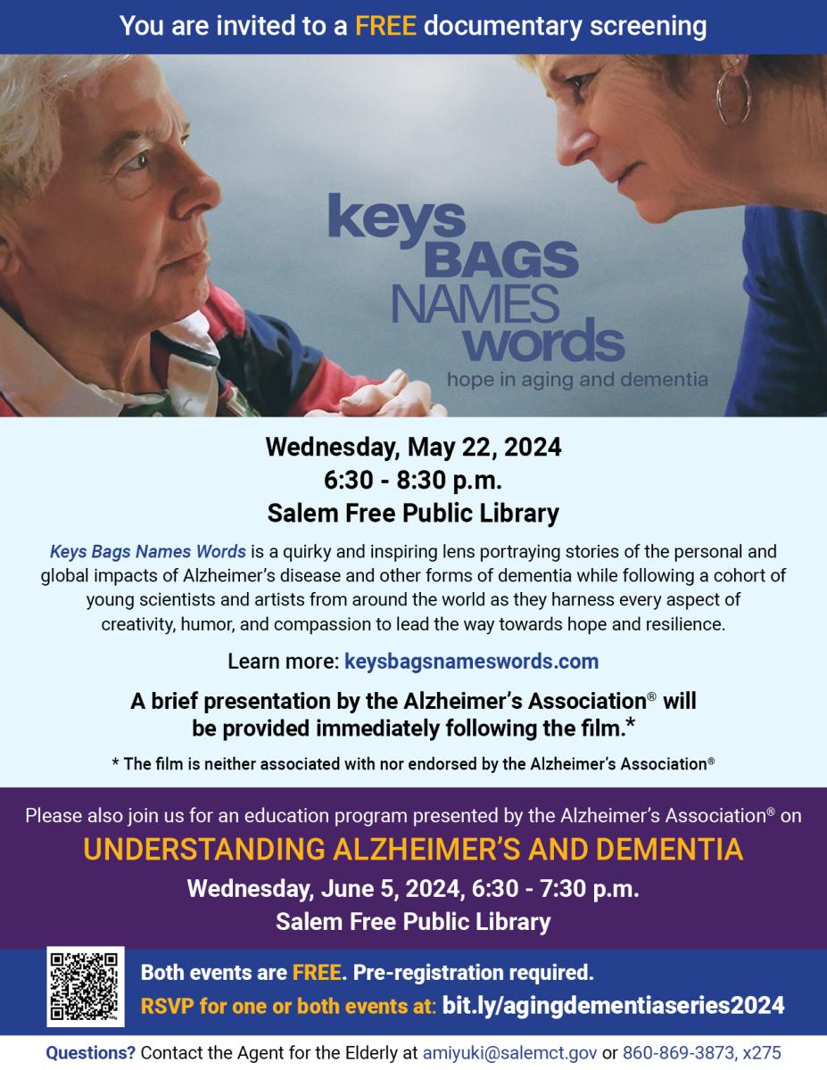 Free Documentary Screening on aging and dementia and Alzheimer's Association Program
