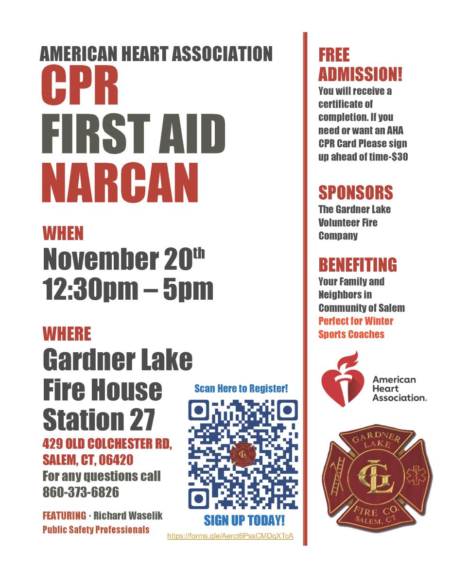 30 - 5pm, Gardner Lake Volunteer Fire Co