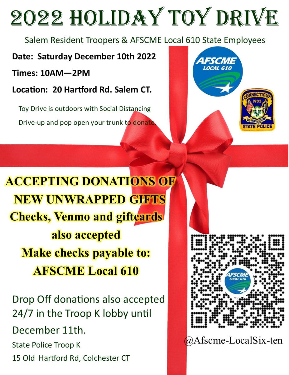 Troop K Holiday Toy Drive, Saturday, December 10, 10am - 2pm