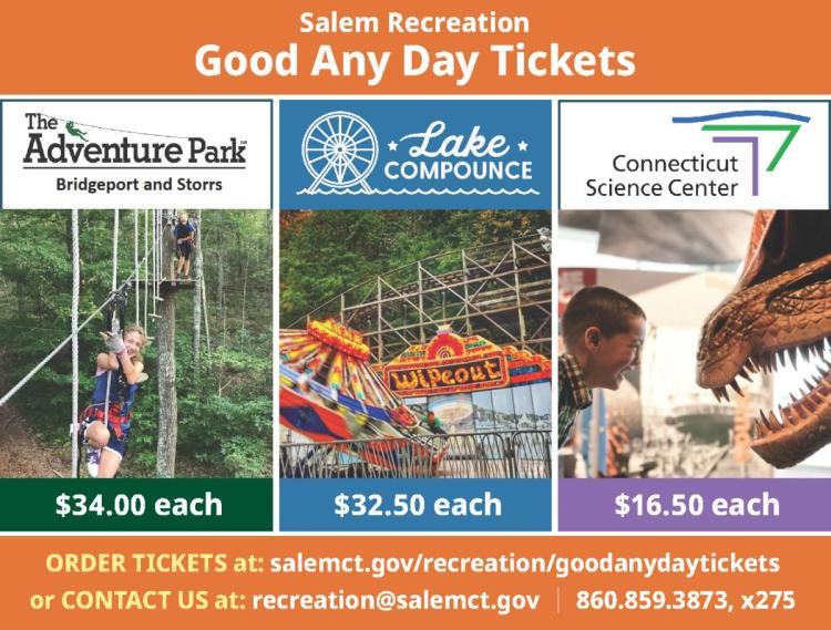 Good Any Day Tickets to Lake Compounce, Adventure Park, and Connecticut Science Center