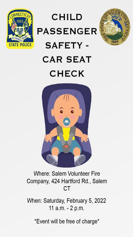 Child Passenger Safety - FREE Car Set Check, Saturday, February 5, 11am to 2pm, Salem Volunteer Fire Company