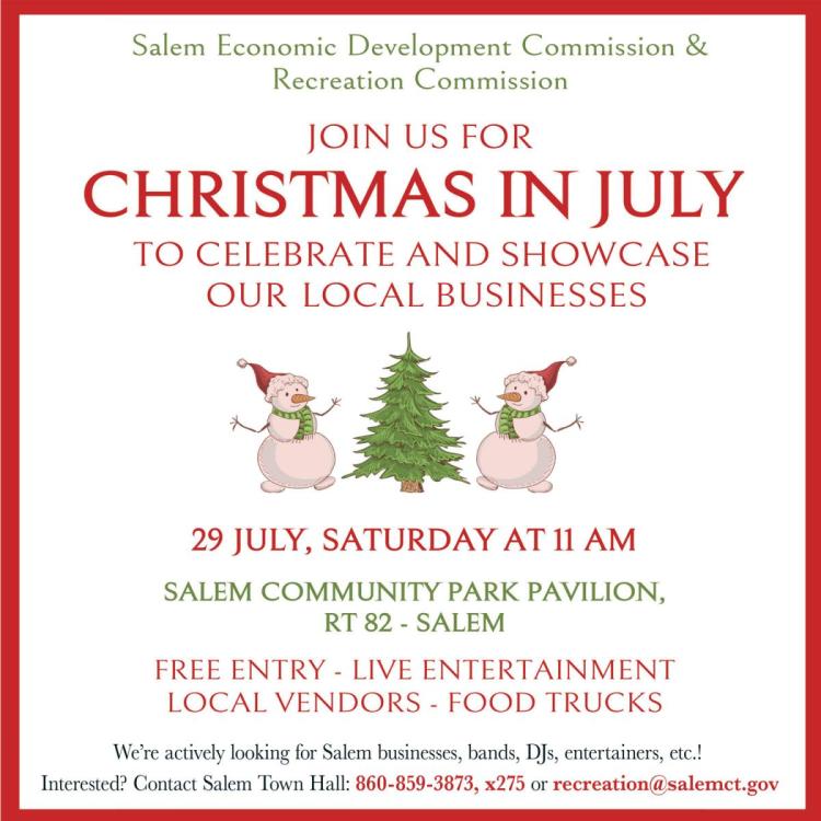 2023 Christmas in July, Saturday, July 29, 11am-4pm