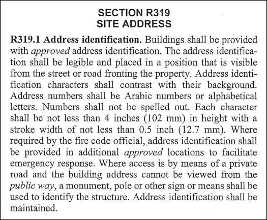 Section 219.1 Address Identification