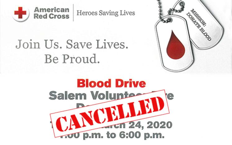 Salem Volunteer Fire Company March 2020 Blood Drive Canceled